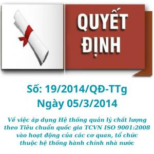 Quyết Định Số 19/2014/QĐ-TTg | TCVN ISO 9001: 2018